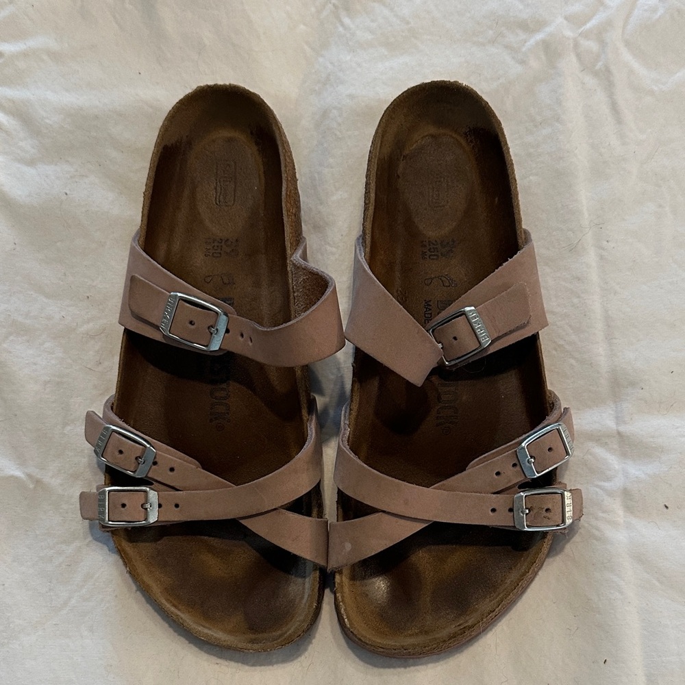 Birkenstock Mauve/Pink Triple Buckle Sandals